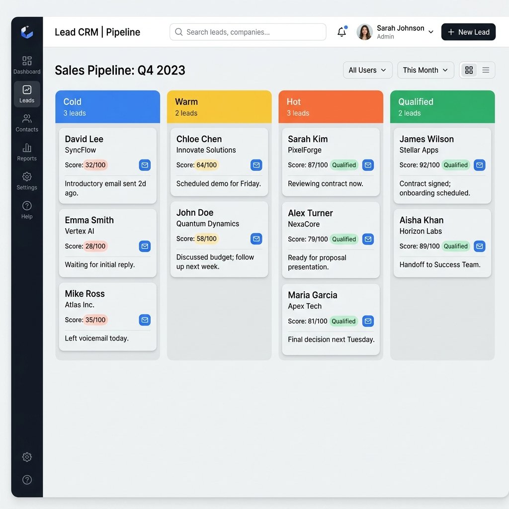 Assertiv AI Leads Pipeline Kanban Board